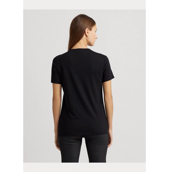 Lauren Ralph Lauren Beaded-Crest Cotton-Blend Jersey Tee BLACK Lauren Ralph Lauren Beaded-Crest Cotton-Blend Jersey Tee BLACK
