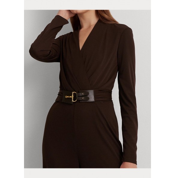 Lauren Ralph Lauren Belted Jersey Surplice Jumpsuit