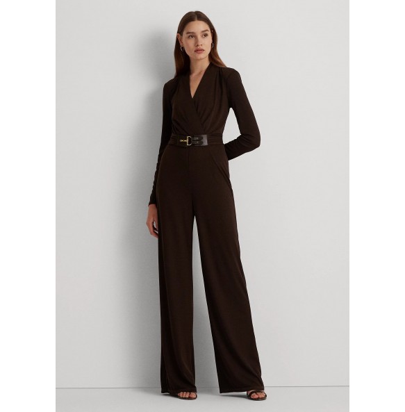 Lauren Ralph Lauren Belted Jersey Surplice Jumpsuit
