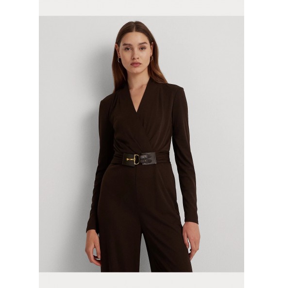 Lauren Ralph Lauren Belted Jersey Surplice Jumpsuit