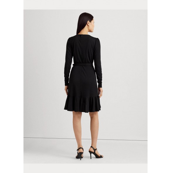 Lauren Ralph Lauren Belted Stretch Jersey Surplice Dress