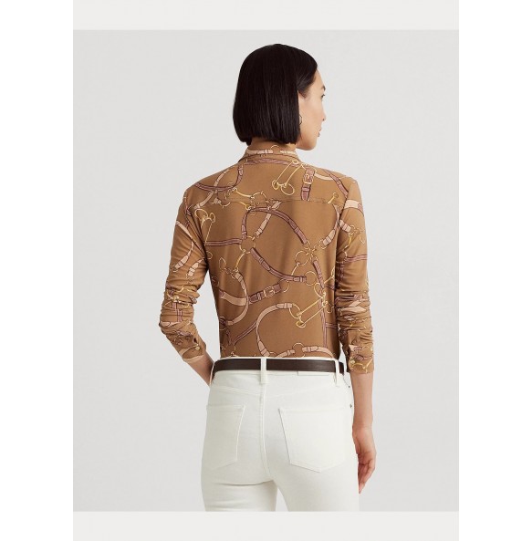 Lauren Ralph Lauren Belting-Print Stretch Jersey Shirt Lauren Ralph Lauren Belting-Print Stretch Jersey Shirt