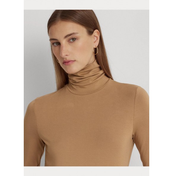 Lauren Ralph Lauren Jersey Turtleneck Camel
