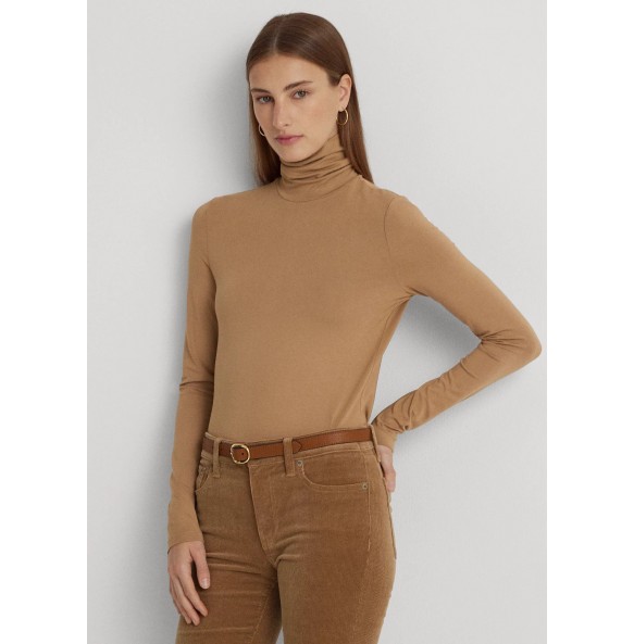 Lauren Ralph Lauren Jersey Turtleneck Camel