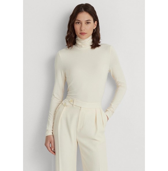 Lauren Ralph Lauren Jersey Turtleneck Cream