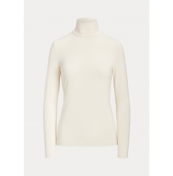 Lauren Ralph Lauren Jersey Turtleneck Cream