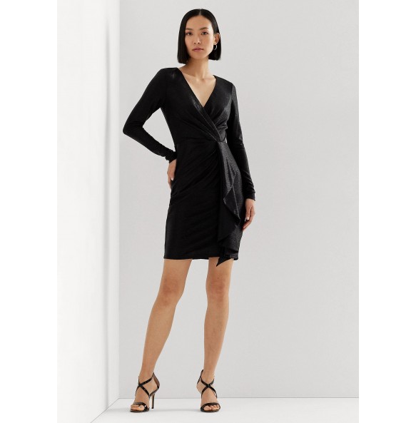 Lauren Ralph Lauren Metallic Knit Surplice Cocktail Dress