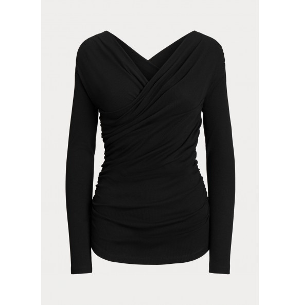 Lauren Ralph Lauren Ruched Asymmetrical Stretch Cotton Top