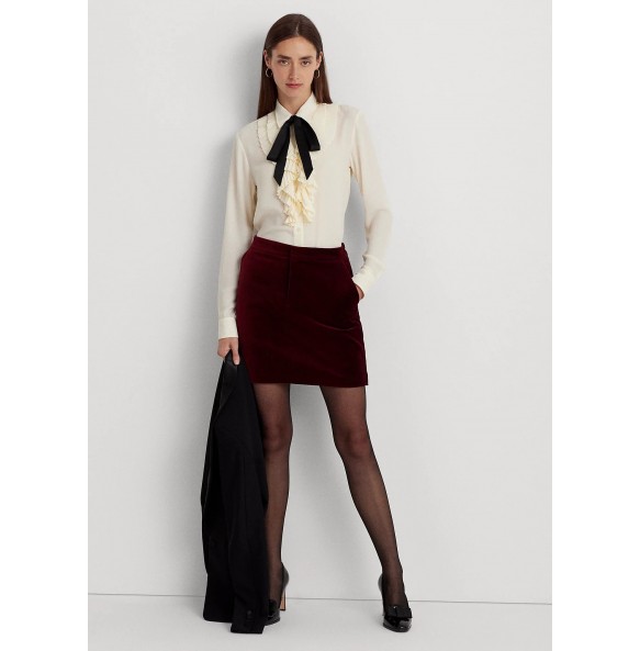Lauren Ralph Lauren Ruffle-Trim Georgette Tie-Neck Shirt