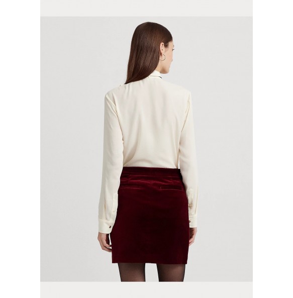 Lauren Ralph Lauren Ruffle-Trim Georgette Tie-Neck Shirt