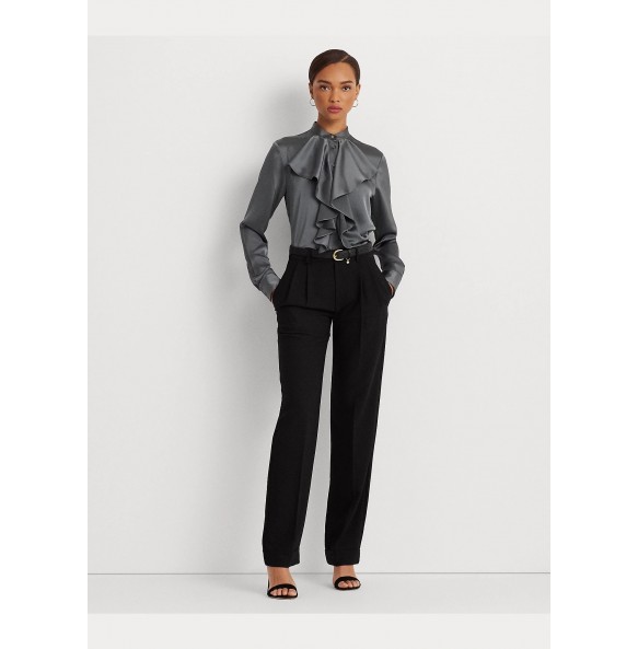 Lauren Ralph Lauren Ruffle-Trim Satin Charmeuse Shirt