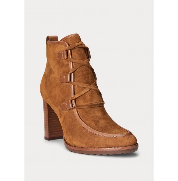 Lauren Ralph Lauren Mabel Leather-Trim Suede Bootie