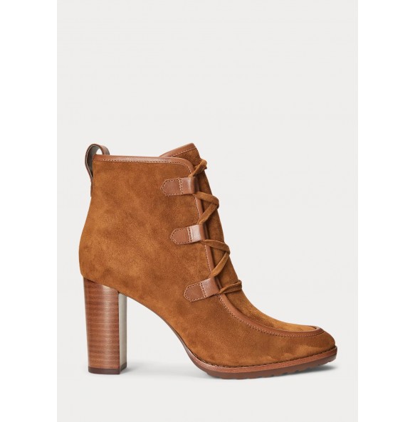 Lauren Ralph Lauren Mabel Leather-Trim Suede Bootie