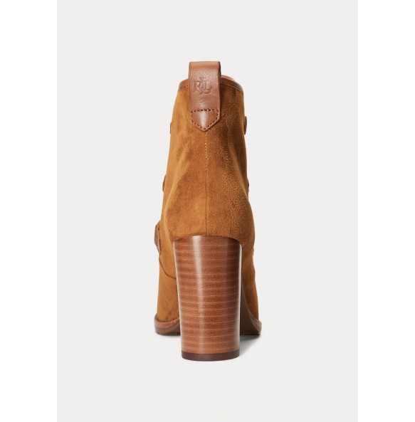 Lauren Ralph Lauren Mabel Leather-Trim Suede Bootie